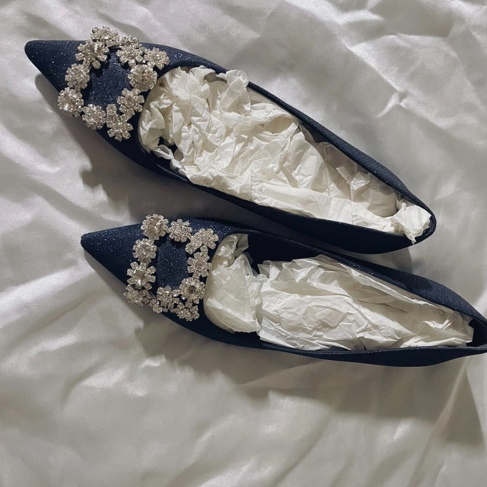 Roger Vivier blue Flats with Silver Embellishments
